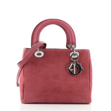 Christian Dior Vintage Lady Dior Bag Stitched Cannage Suede Medium