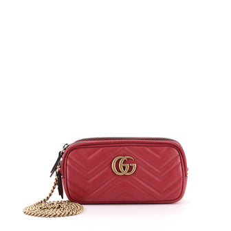 Gucci GG Marmont Triple Zip Chain Bag Matelasse Leather Mini