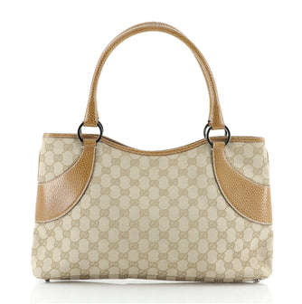 Gucci Vintage Zip Tote GG Canvas with Leather Medium