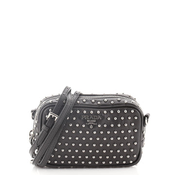 Prada Zip Crossbody Bag Studded Soft Calfskin Mini