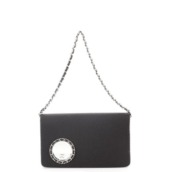 Chanel Vanity Flap Clutch on Chain Embellished Quilted Satin