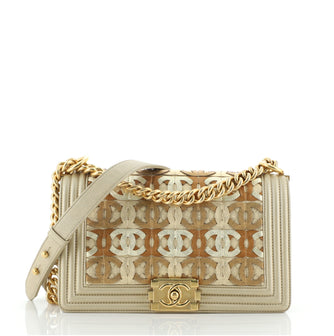 Chanel Boy Flap Bag Woven Leather Old Medium