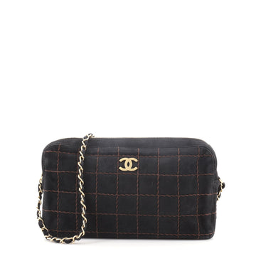 Chanel Vintage Chocolate Bar Camera Bag Quilted Suede