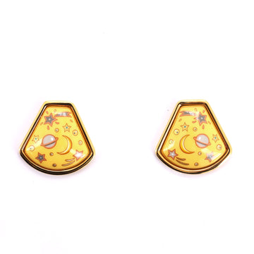 Hermes Vintage Clip-On Earrings Printed Enamel and Metal