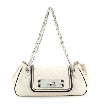 Chanel East West Mademoiselle Accordion Flap Bag Quilted Lambskin Small