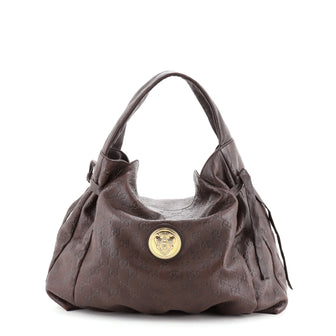 Gucci Hysteria Fold Over Hobo Guccissima Leather Medium