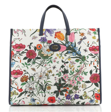 Gucci Zip Tote Flora Canvas Large