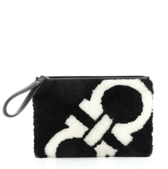 Salvatore Ferragamo Logo Pouch Shearling Medium