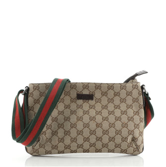 Gucci Web Zip Crossbody GG Canvas Small