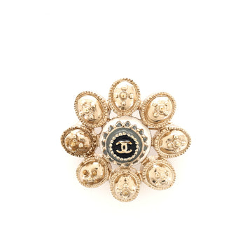 Chanel CC Flower-Shaped Brooch Metal and Enamel