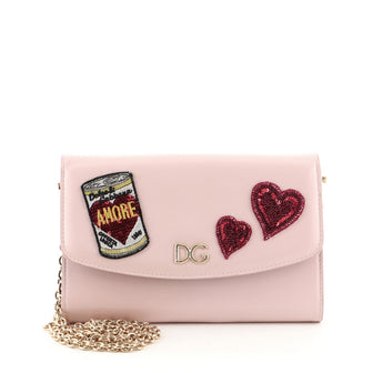 Dolce & Gabbana Wallet on Chain Patch Embellished Leather