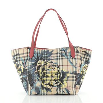 Burberry Canter Tote Printed Haymarket Coated Canvas Small
