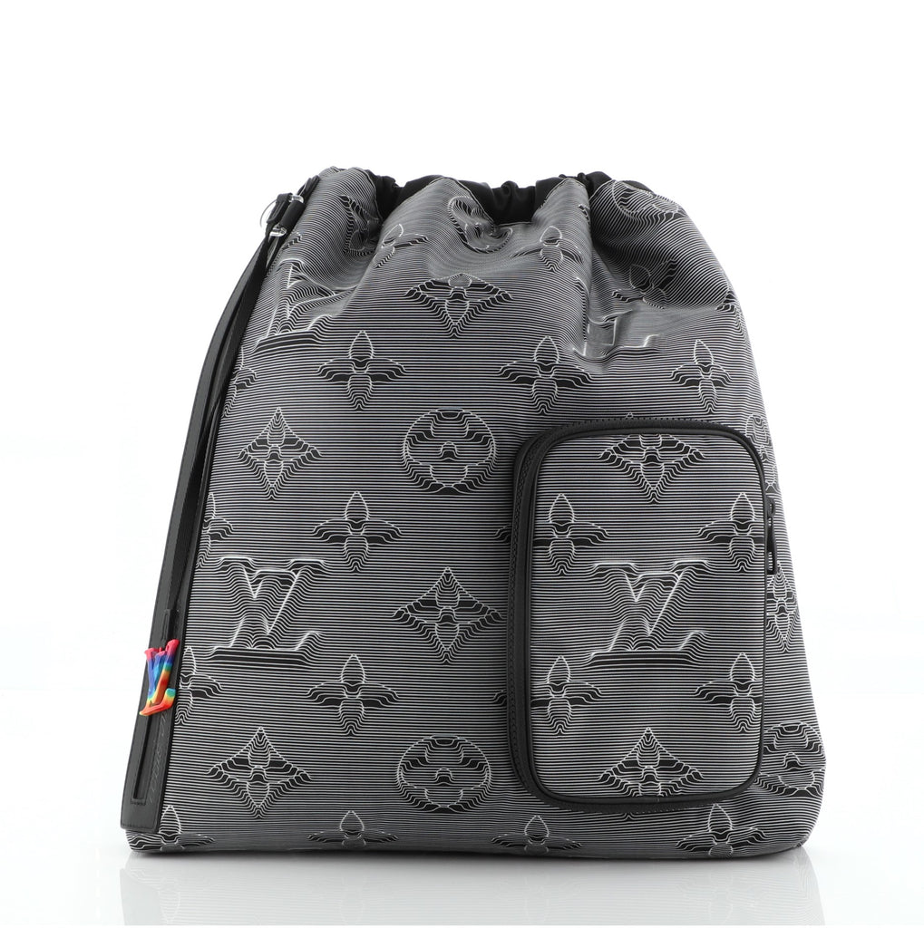 louis vuitton backpack men fake Louis Vuitton Drawstring Backpack Limited Edition 2054 Monogram Textile Black 667281
