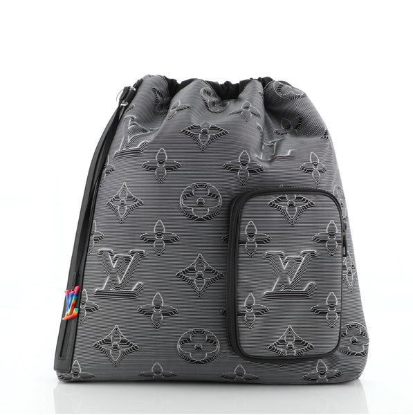 Louis Vuitton Drawstring Backpack Limited Edition 2054 Monogram Textile  Black 667281