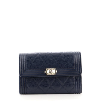 Chanel Boy Flap Wallet Quilted Caviar Small