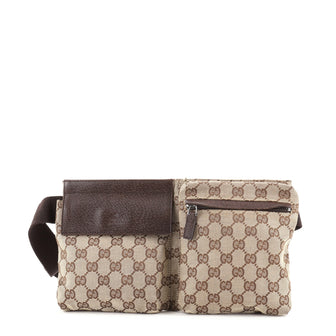 Gucci Vintage Double Belt Bag GG Coated Canvas