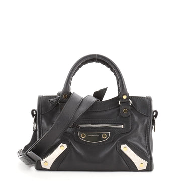 Balenciaga City Metal Plate Flat Studs Bag Leather Mini