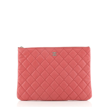 Chanel O Case Clutch Quilted Caviar Medium