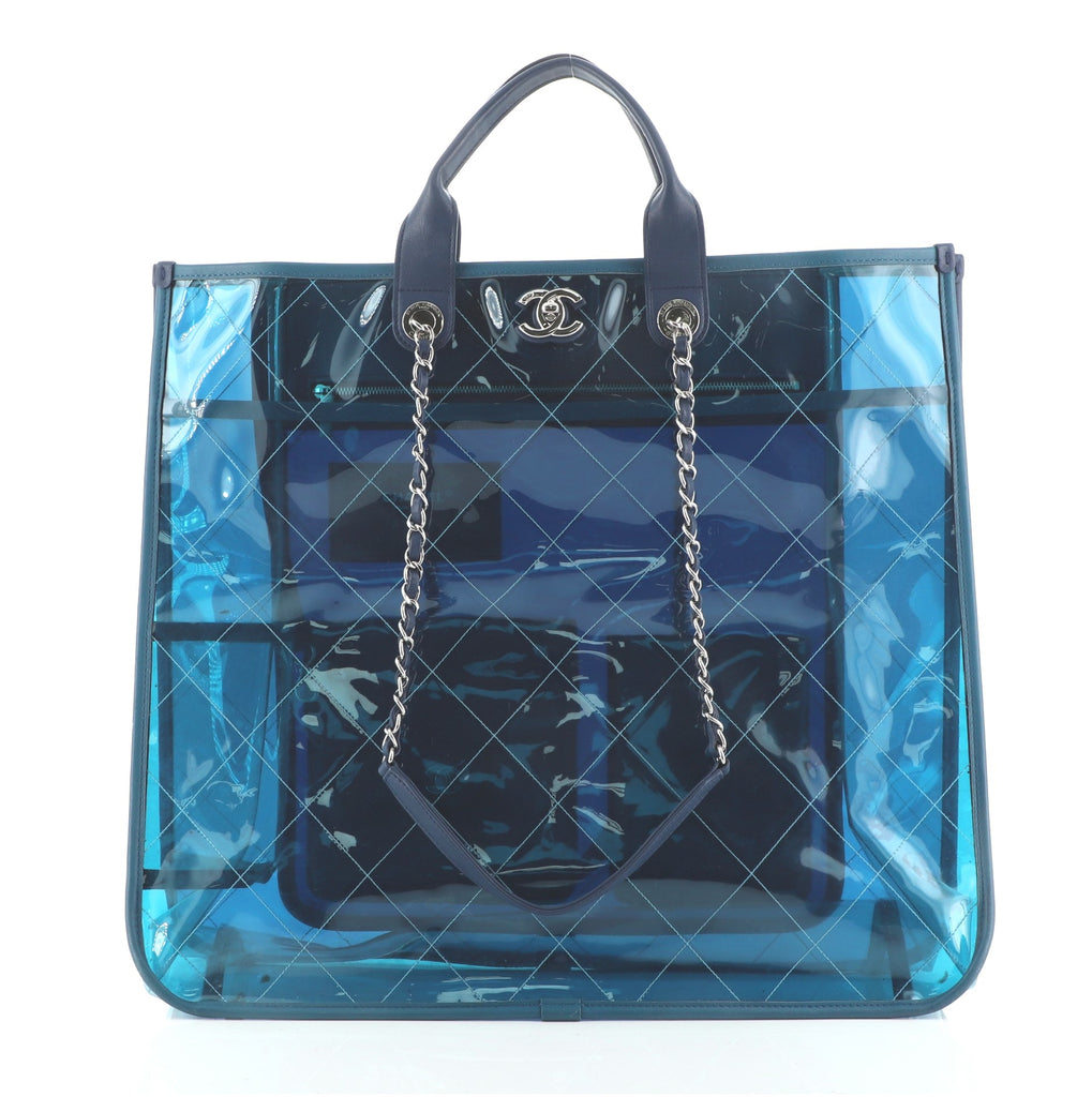 CHANEL S/S18 *COCO SPLASH PVC* Vinyl Quilted Tote Bag 2-way