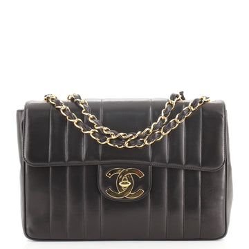 Chanel Vintage Classic Single Flap Bag Vertical Quilt Lambskin Jumbo