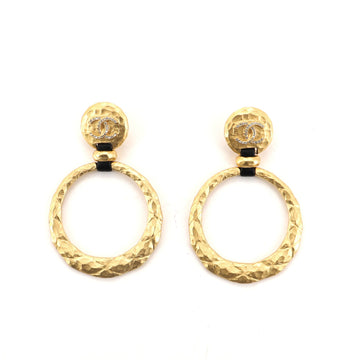 Chanel CC Drop Hoop Earrings Metal