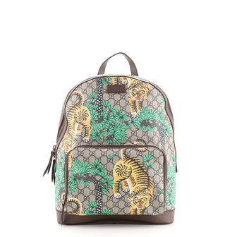 Gucci Zip Pocket Backpack Bengal Print GG Coated Canvas Medium
