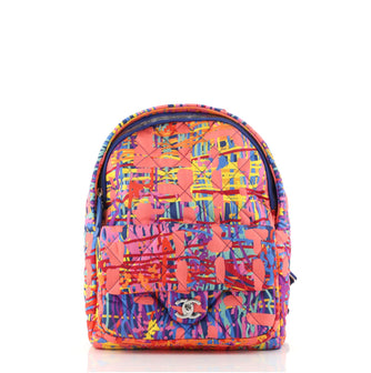 Chanel CC Pocket Backpack Quilted Printed Foulard Medium