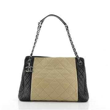 Chanel Two Tone CC Charm Tote Quilted Lambskin Medium