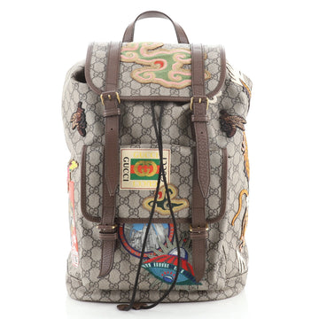 Gucci Courrier Soft Backpack GG Coated Canvas with Applique Large