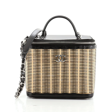 Chanel Vanity Case Rattan and Calfskin Small