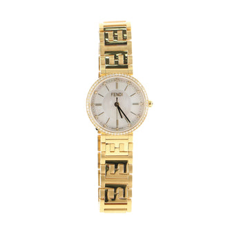 Fendi Forever Fendi Round Quartz Watch Plated Stainless Steel with Diamonds and Mother of Pearl 29