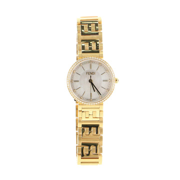 Fendi Forever Fendi Round Quartz Watch Plated Stainless Steel with Diamonds and Mother of Pearl 29