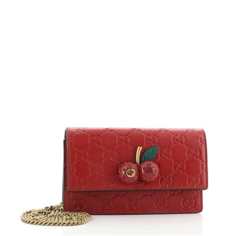 Gucci Cherries Wallet on Chain Guccissima Leather Mini