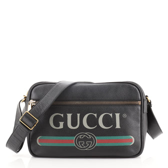 Gucci Logo Shoulder Bag Printed Leather