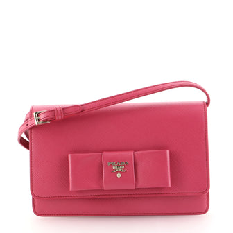 Prada Bow Wallet on Strap Saffiano Leather Small