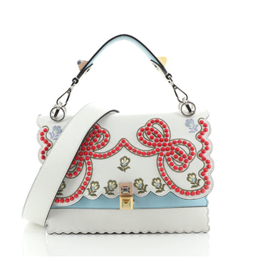 Fendi Kan I Bag Embroidered Studded Leather Medium