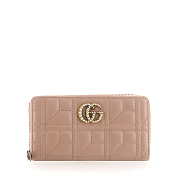 Gucci Pearly GG Marmont Zip Around Wallet Matelasse Leather