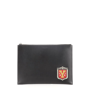 Saint Laurent Zip Pouch Patch Embellished Leather Medium