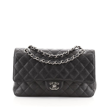 Chanel Vintage Classic Double Flap Bag Quilted Caviar Medium