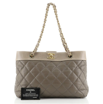 Chanel Soft Elegance Tote Quilted Distressed Calfskin Medium