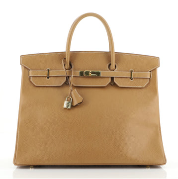Hermes Birkin Handbag Brown Ardennes with Gold Hardware 40