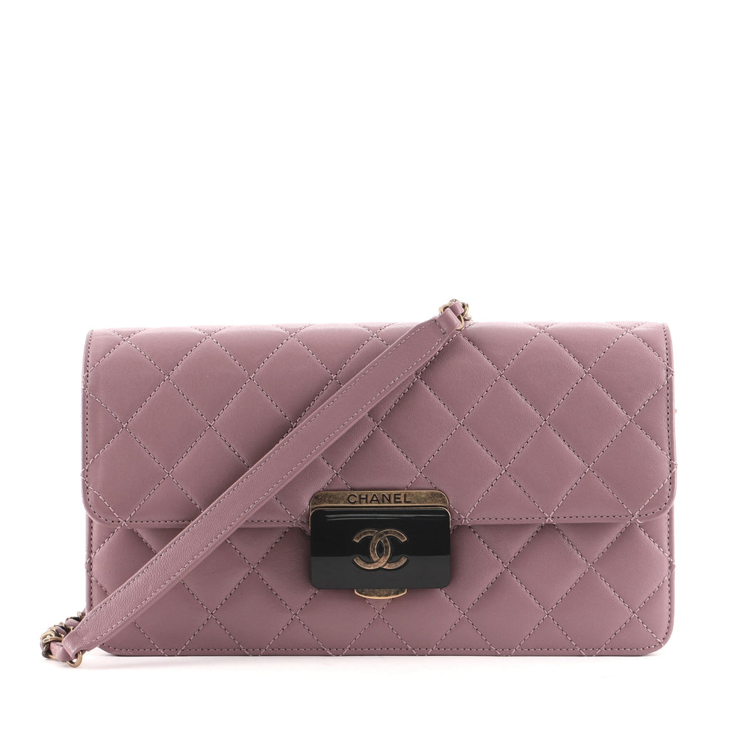 Chanel Quilted Lambskin Beauty Lock Flap Bag Mauve with Gold