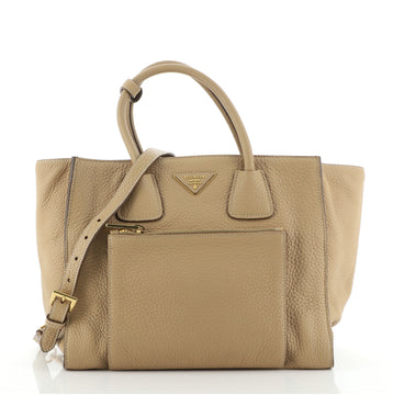 Prada Front Pocket Wing Convertible Tote Vitello Daino