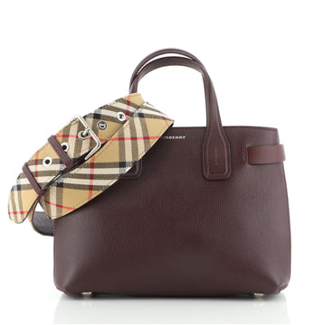 Burberry Banner NM Tote Leather with Vintage Check Canvas Small