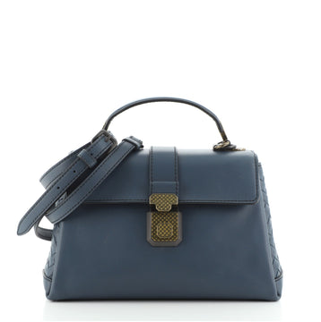 Bottega Veneta Piazza Top Handle Bag Leather with Intrecciato Detail Small