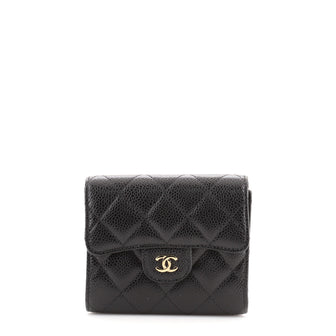 Chanel CC Compact Classic Flap Wallet Quilted Caviar
