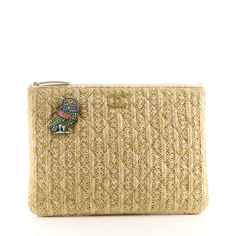 Chanel Paris-Athens O Case Clutch Quilted Woven Raffia
