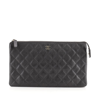 Chanel Classic Double Pocket Zip Pouch Quilted Caviar Medium