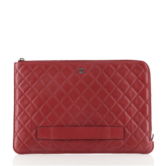 Chanel iPad Pouch Quilted Lambskin Large
