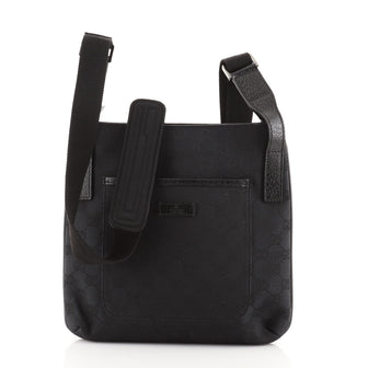 Gucci Vintage Flat Messenger Bag GG Canvas and Leather Small